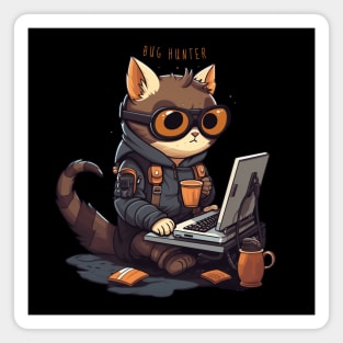 Funny Programmer Cute Cat Bug Hunter Magnet